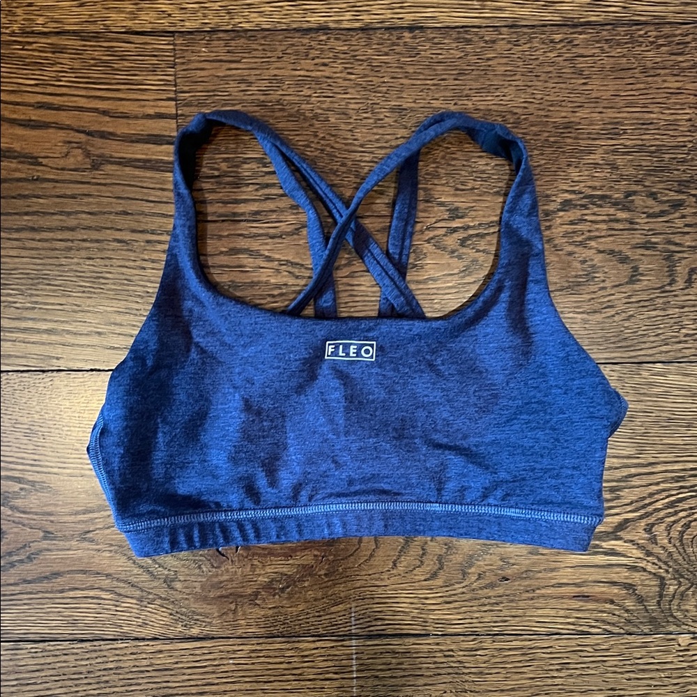 Fleo Women's Heathered Navy Sports Bra